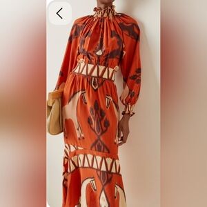 Bohemian Orange Patterned Dress:M